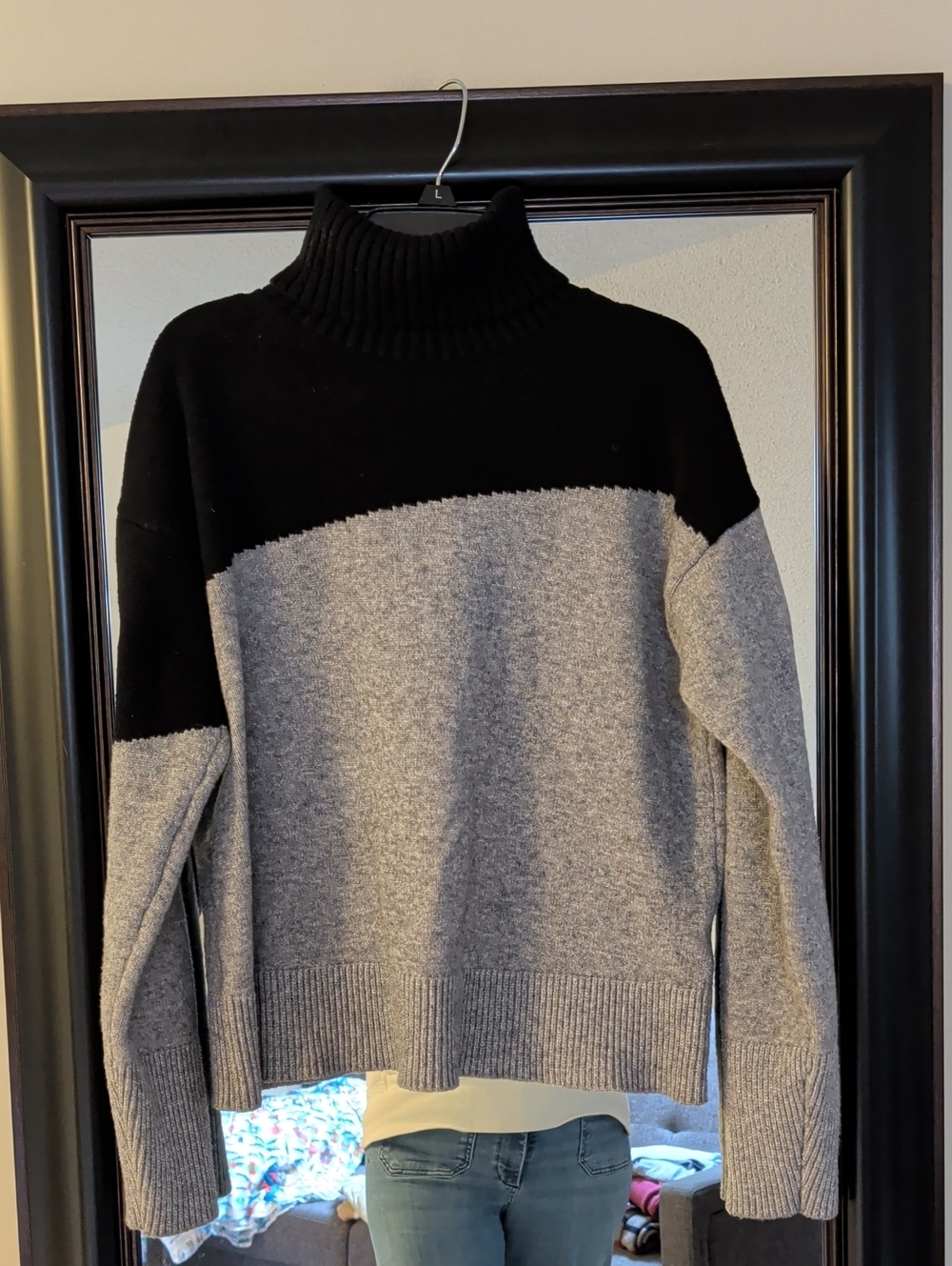 Anthroplogie Turtleneck Colorblock Sweater - Black & Gray Size S